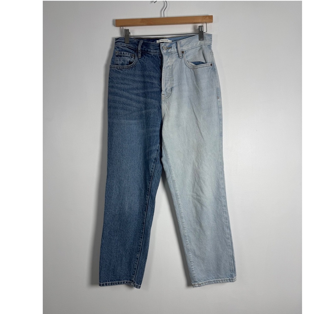 Two-Tone PacSun Womens 27 High Rise Straight Jeans Blue Split Wash Denim